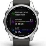 Montre GPS connectée - GARMIN - Fenix 7S - Argent avec bracelet gris